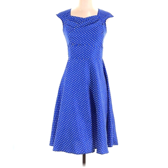 Blue Polka Dot Dress Size SMALL - Picture 1 of 3